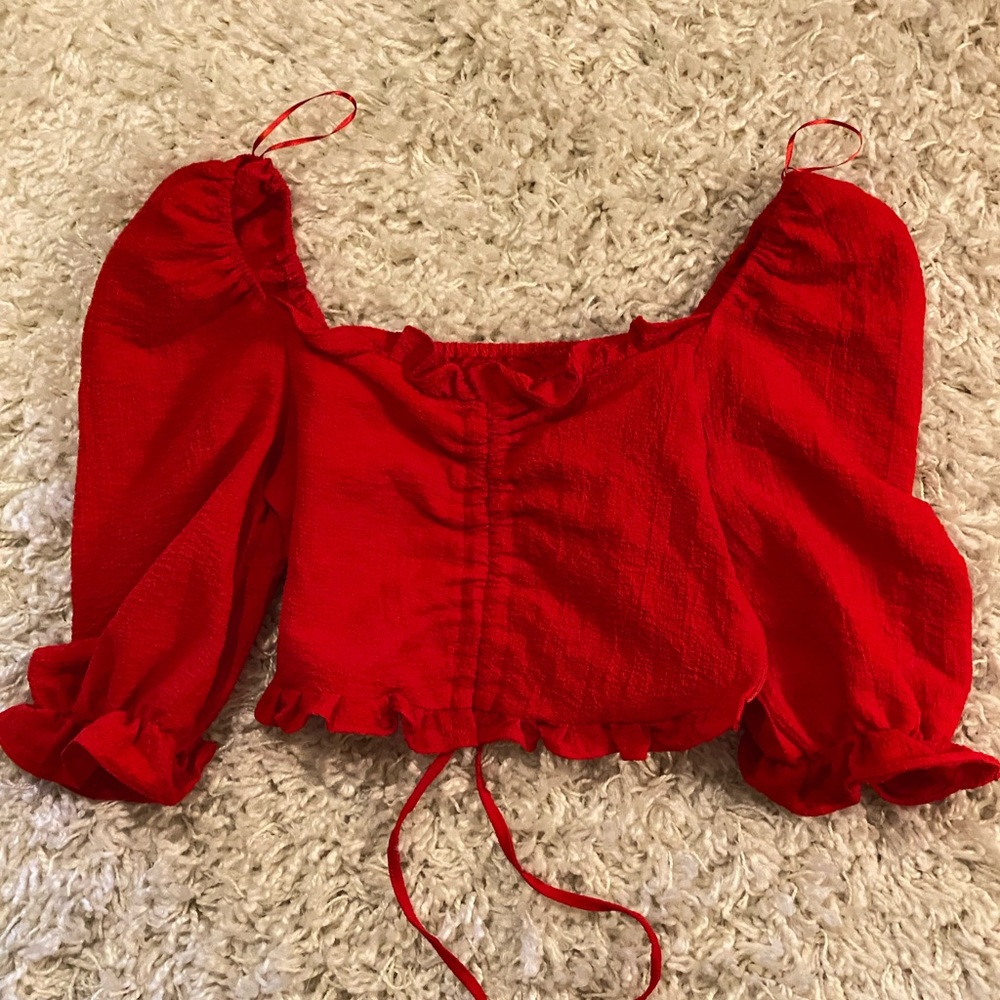 SHEIN Red Cropped Blouse